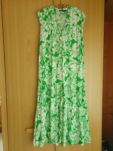 Zara maxikleid weiß grün - maxikleid,