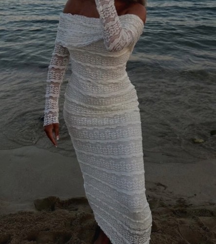 Spitzenkleid creme weiß s - spitzenkleid, gr.s