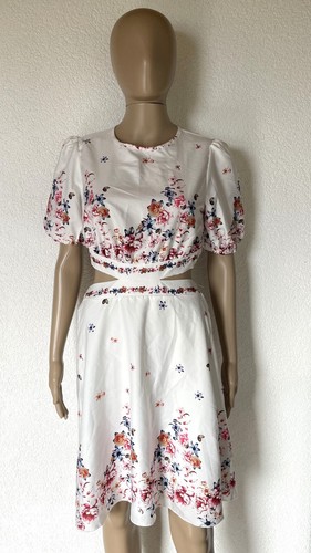 Kleid weiß bunt blumenmuster - bunt,