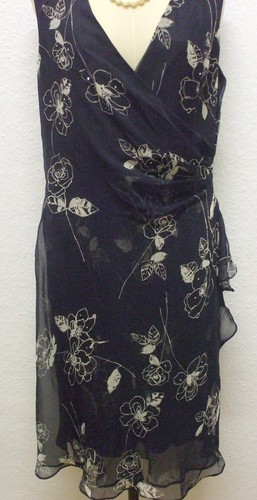 Kleid schwarz weiss blumen - kleid,