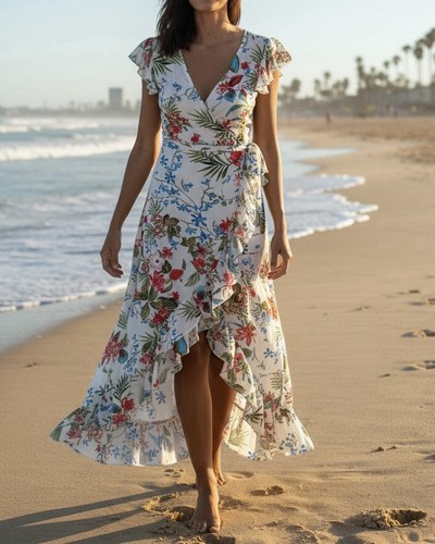 Wickelkleid lang maxi bunt - maxi,
